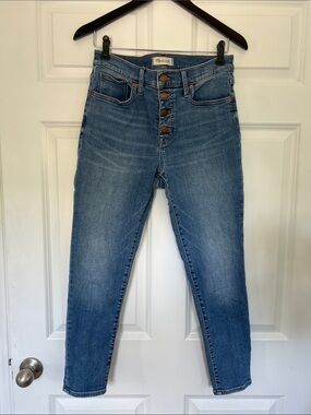 Madewell High-Rise Button-Fly Straight Ankle Jeans - Blue